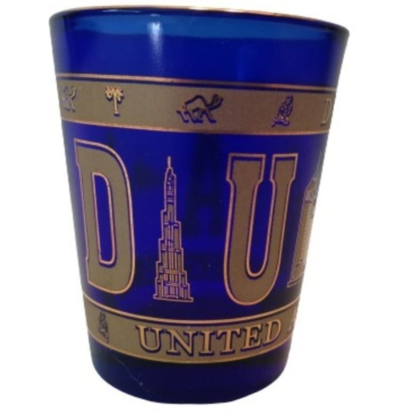 Dubai United Arab Emerites Cobalt Blue Shot Glass - Picture 2 of 5